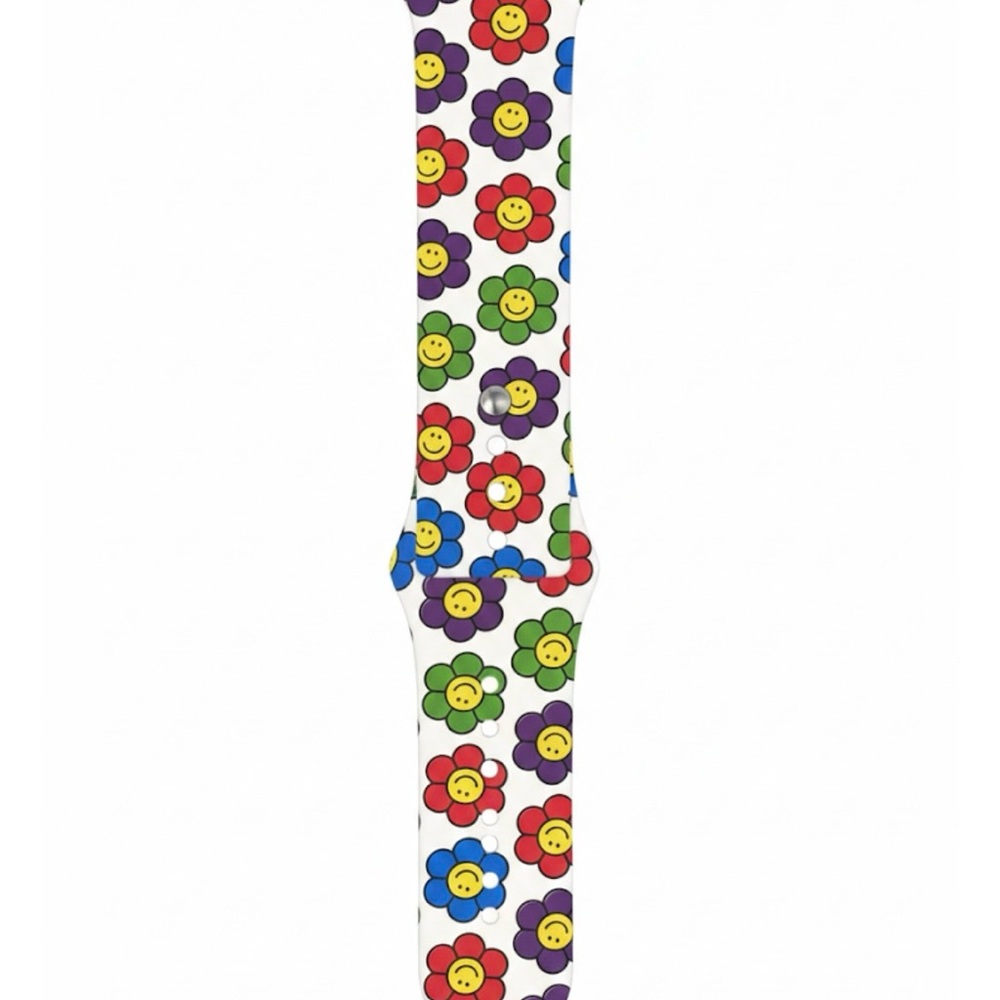 NWT Colorful Happy Floral Pattern Smart Watch Band 42/44/45 Apple Friendly
